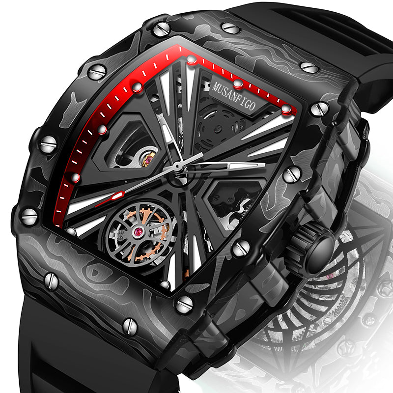 MUSANFIGO MF04 large tonneau watch side view showing case thickness and crown