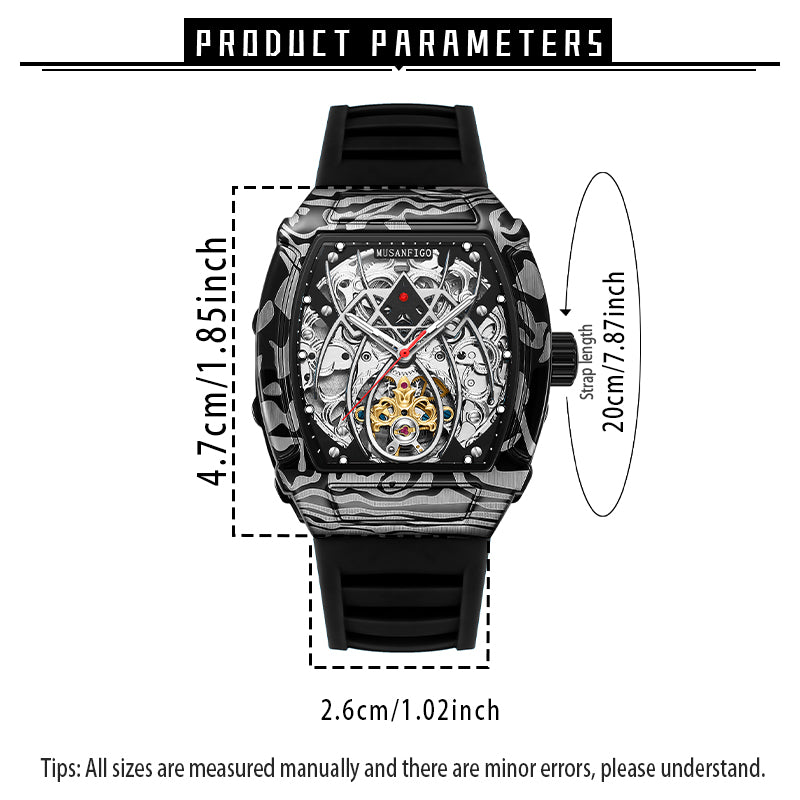 MUSANFIGO MF01 barrel watch size diagram 4.7cm case 2.6cm thickness