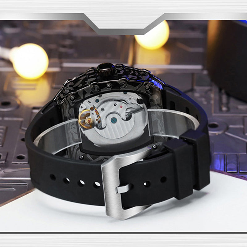 back case of MUSANFIGO MF02 skeleton watch - stainless steel screw-down case back