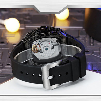 back case of MUSANFIGO MF02 skeleton watch - stainless steel screw-down case back