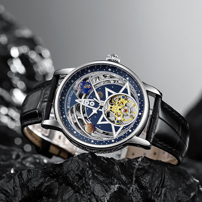 MUSANFIGO MG02 round watch side view showing slim case profile and crown