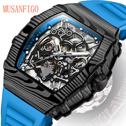 MUSANFIGO MF06 large tonneau watch side view showing case thickness and crown