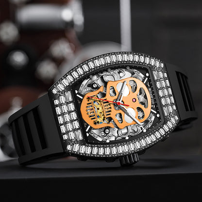 MUSANFIGO MF05 large skull watch side view showing case thickness and crown