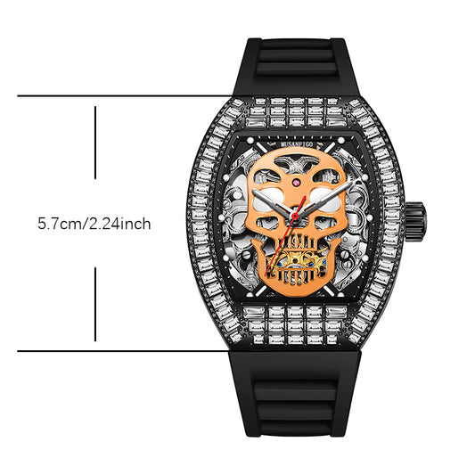 MUSANFIGO MF05 skull skeleton automatic watch dimensions - case length and width for 2.24 inch size