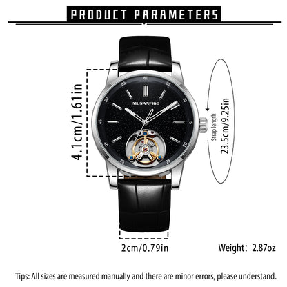 MUSANFIGO MG05 CATHEDRAL watch size diagram: 4.1cm case diameter, 23.5cm strap length, 2cm strap width, 2.87oz weight